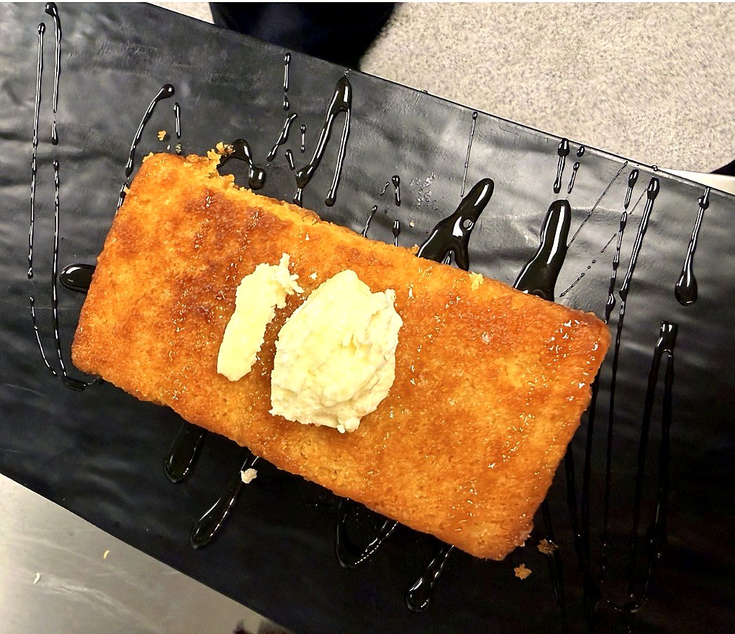 Golden cornbread with whipped butter